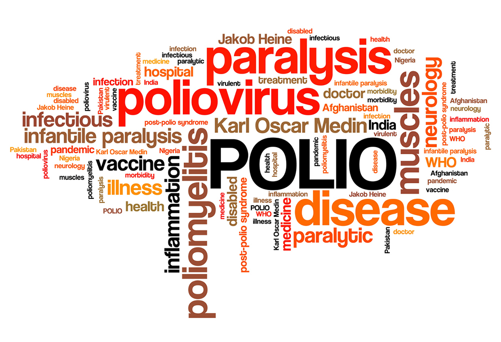 Affisch med olika rubriker bland annat polio