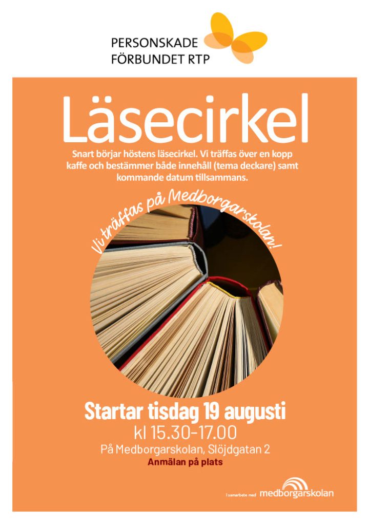 Läsecirkel start 19 augusti kl 15.30-17.00 på Medborgarskolan.