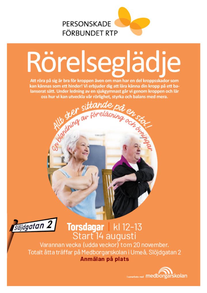 Sittgympa start 14 augusti kl 12.00, Medborgarskolan Slöjdgatan 2