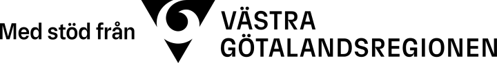 Med stöd från VGR lång logotyp bredvid svart