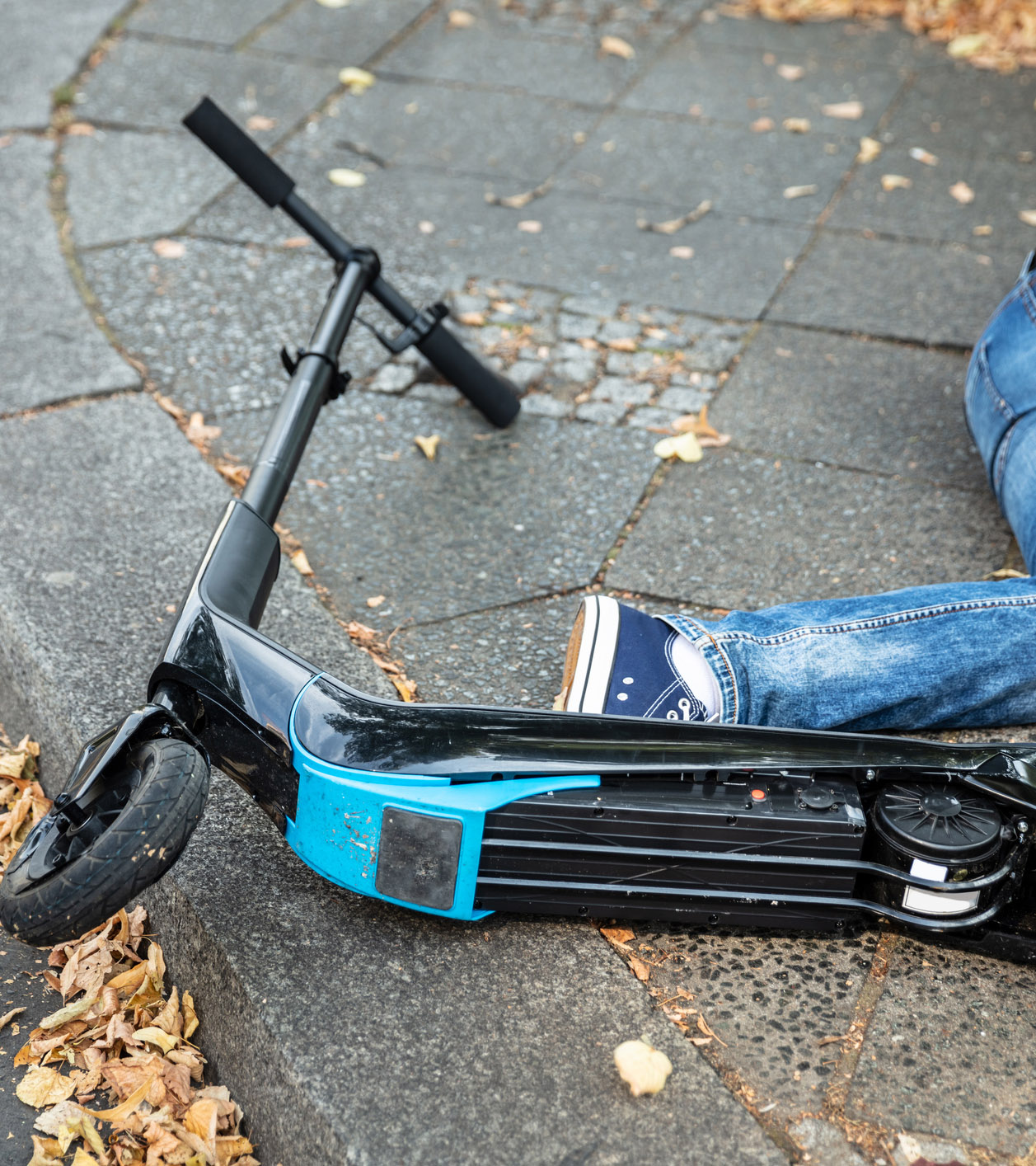 Unconscious Man Lying On Street After Accident Electric Scooter